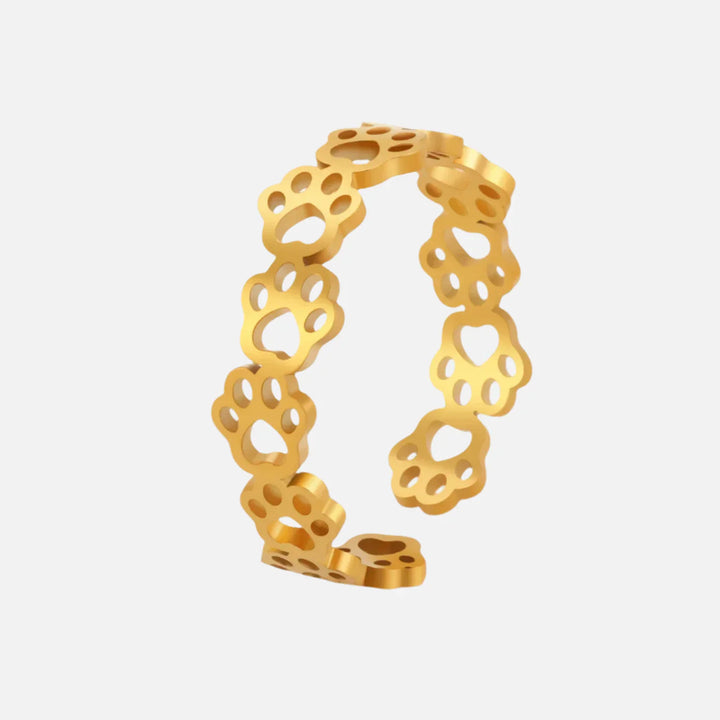 Adjustable Silver and Gold Paw Print Ring – OVA
