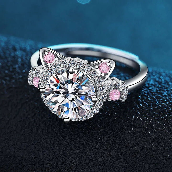 Adjustable Cat-Inspired Ring Adorned with Sparkling Zirconia – Mina