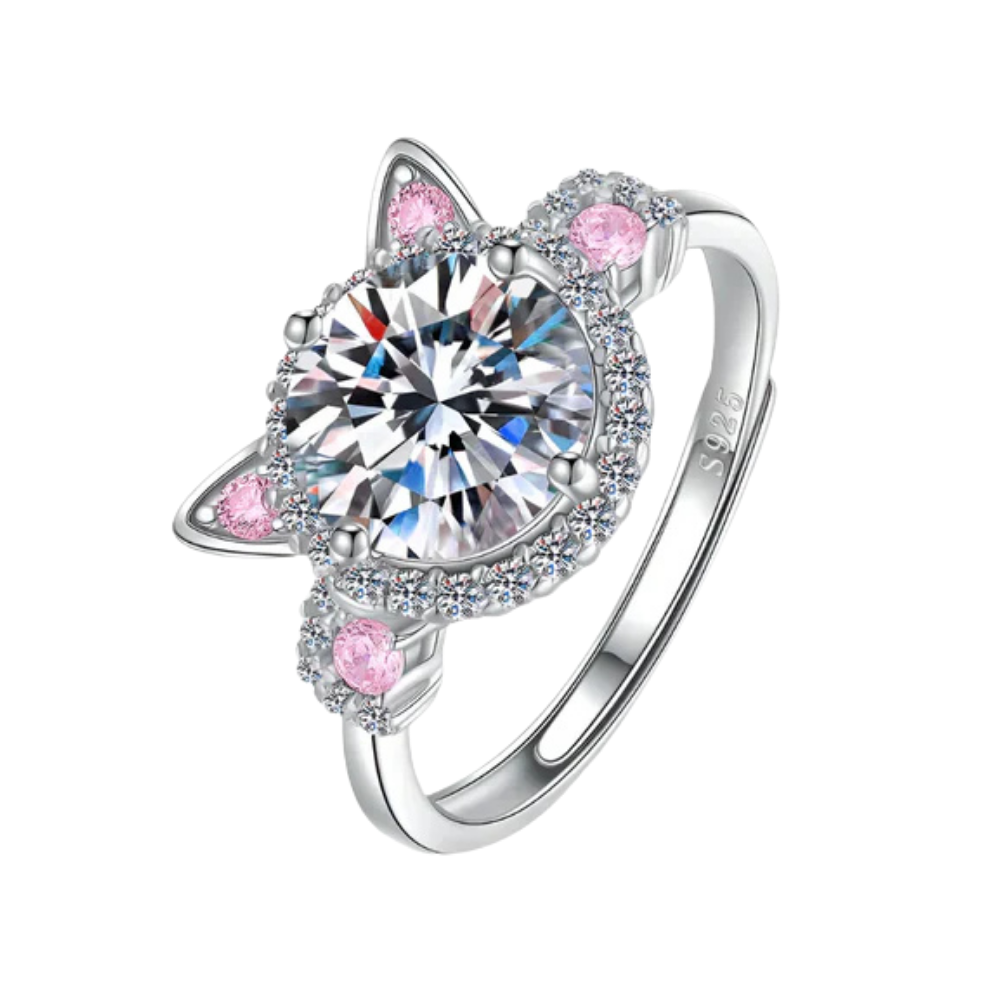 Adjustable Cat-Inspired Ring Adorned with Sparkling Zirconia – Mina