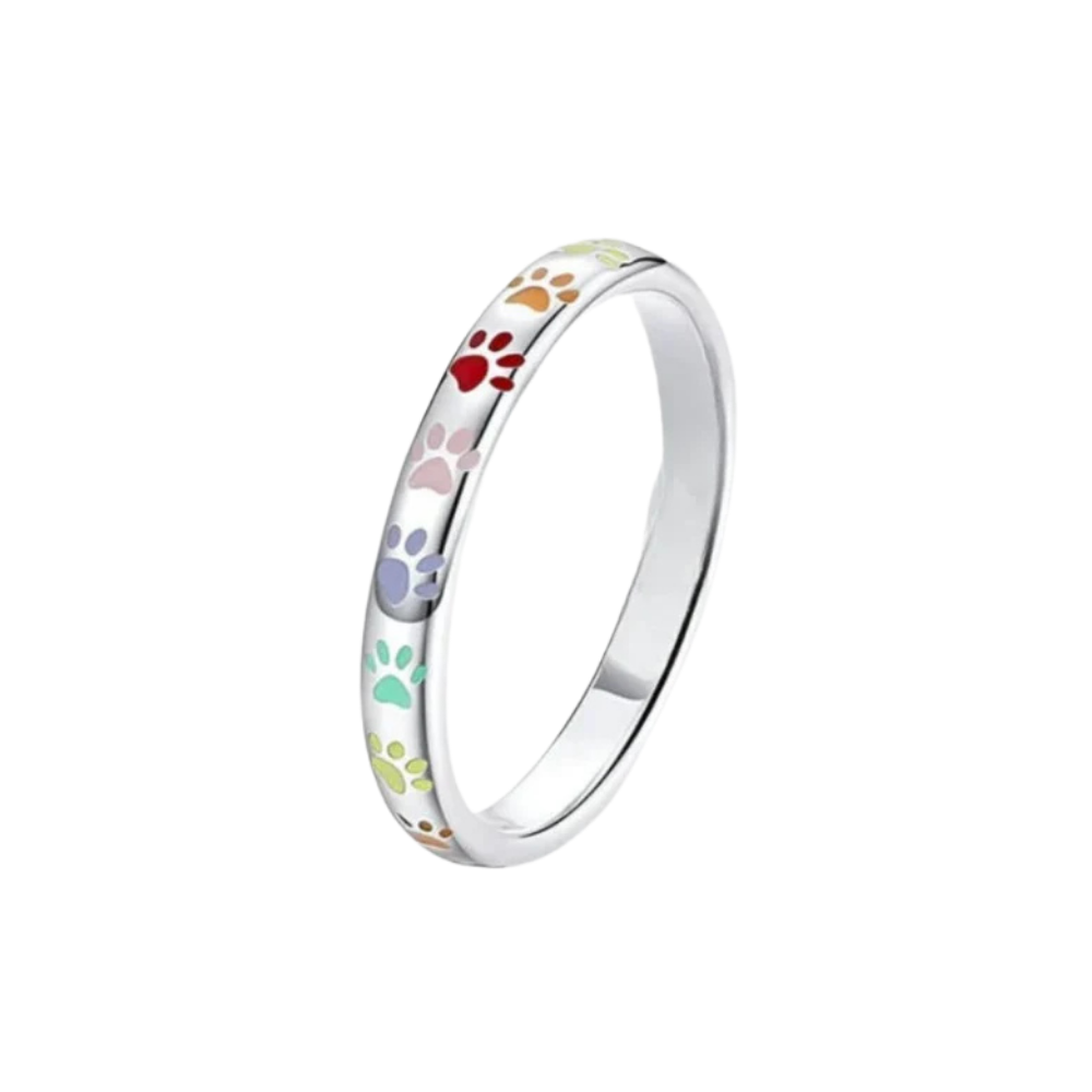 Enamel Paw Print 925 Silver Ring – Sena