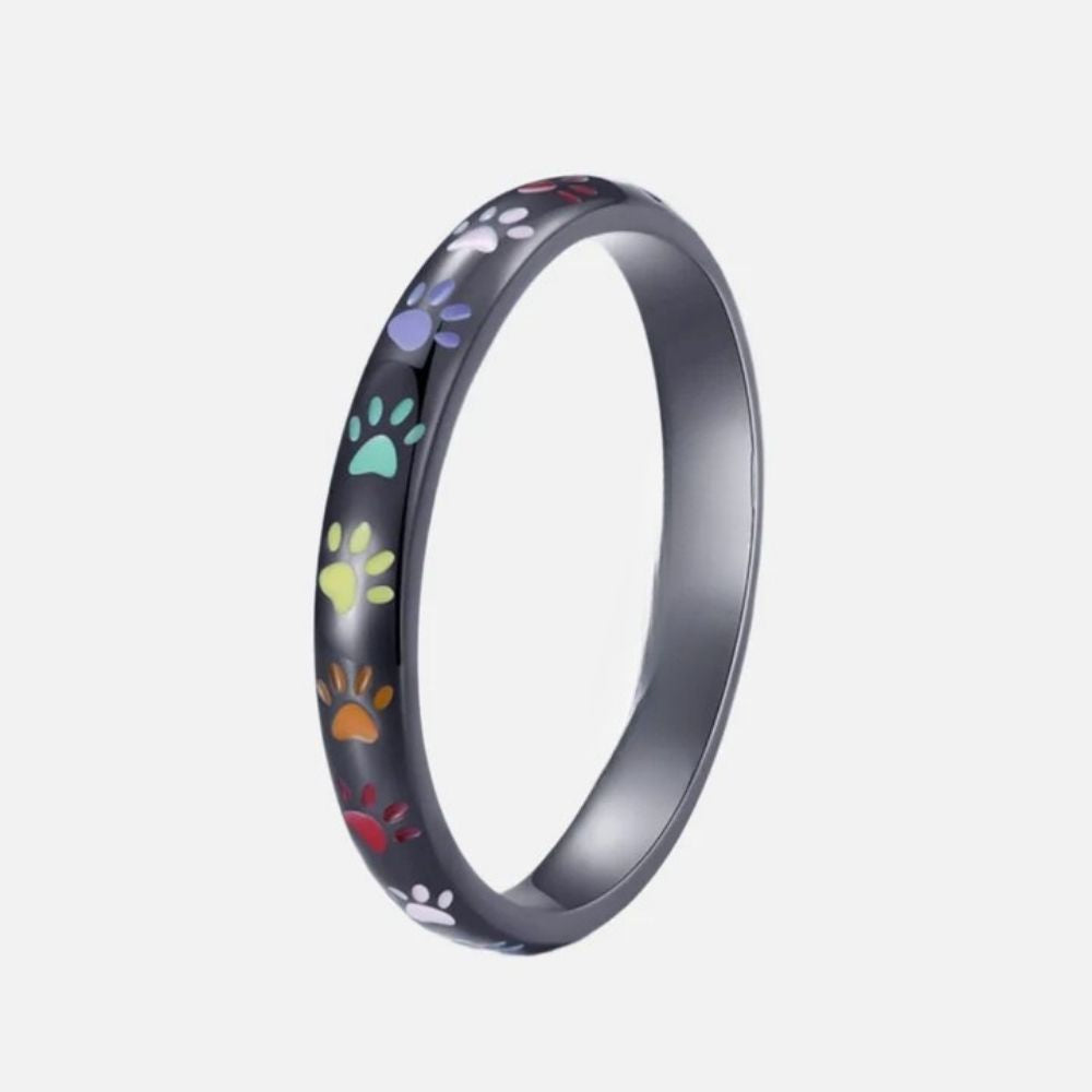 Enamel Paw Print 925 Silver Ring – Sena