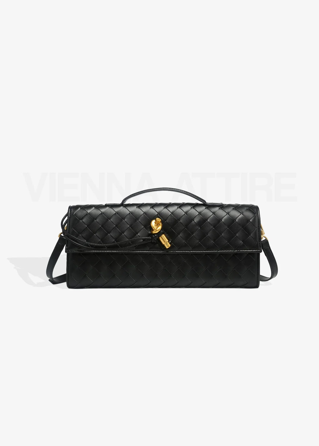Woven Clutch with Knot Detail and Shoulder Strap