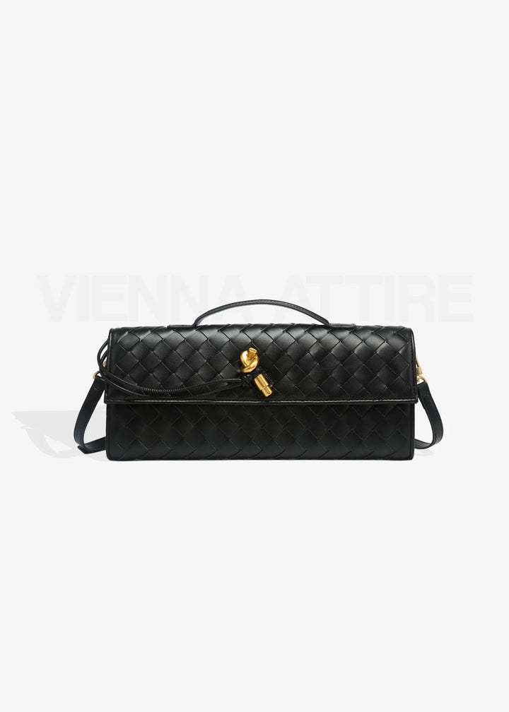 Woven Clutch with Knot Detail and Shoulder Strap