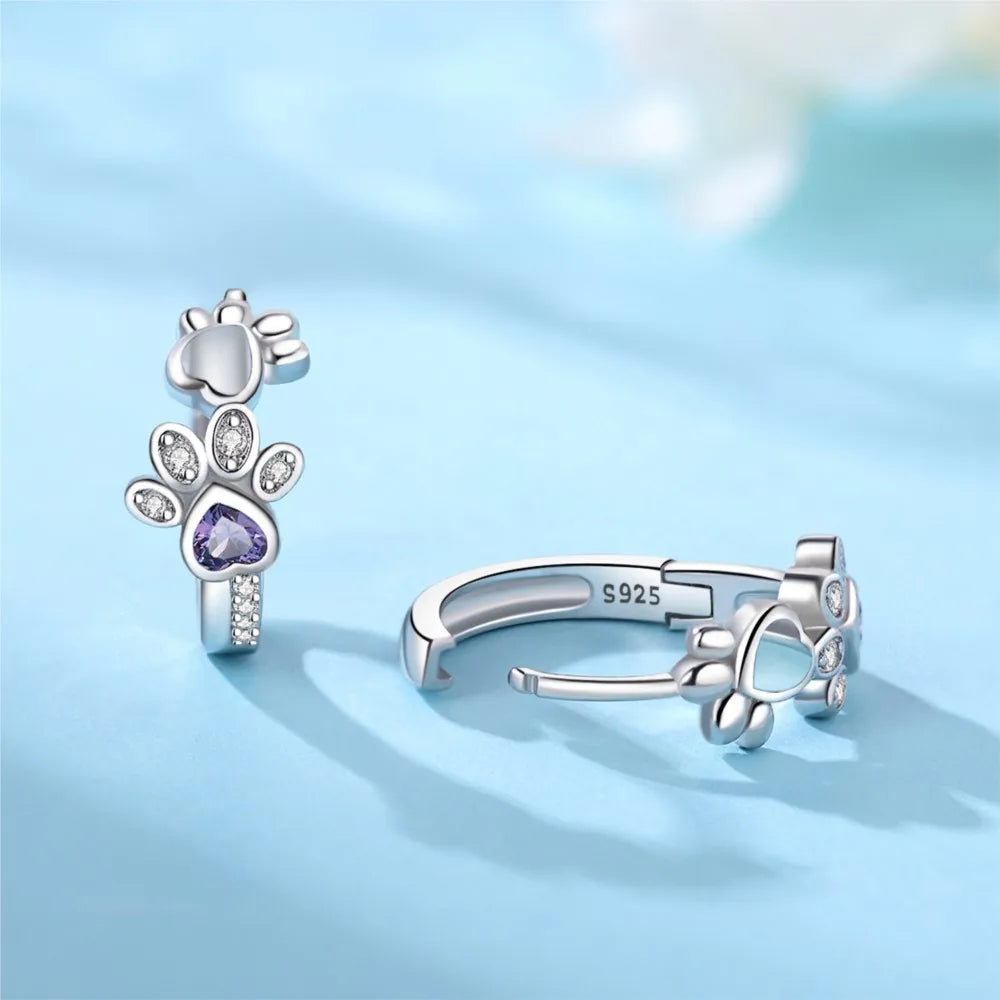 925 Silver Eagle Dog Paw Earrings