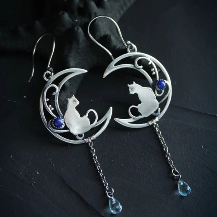 Bohemian Silver Earrings Featuring Blue Zircon - Mino