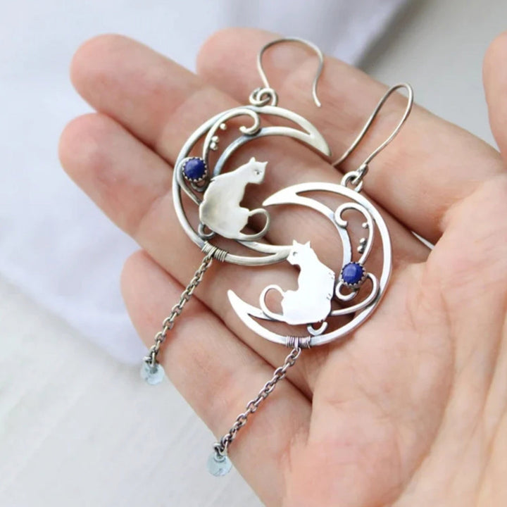Bohemian Silver Earrings Featuring Blue Zircon - Mino