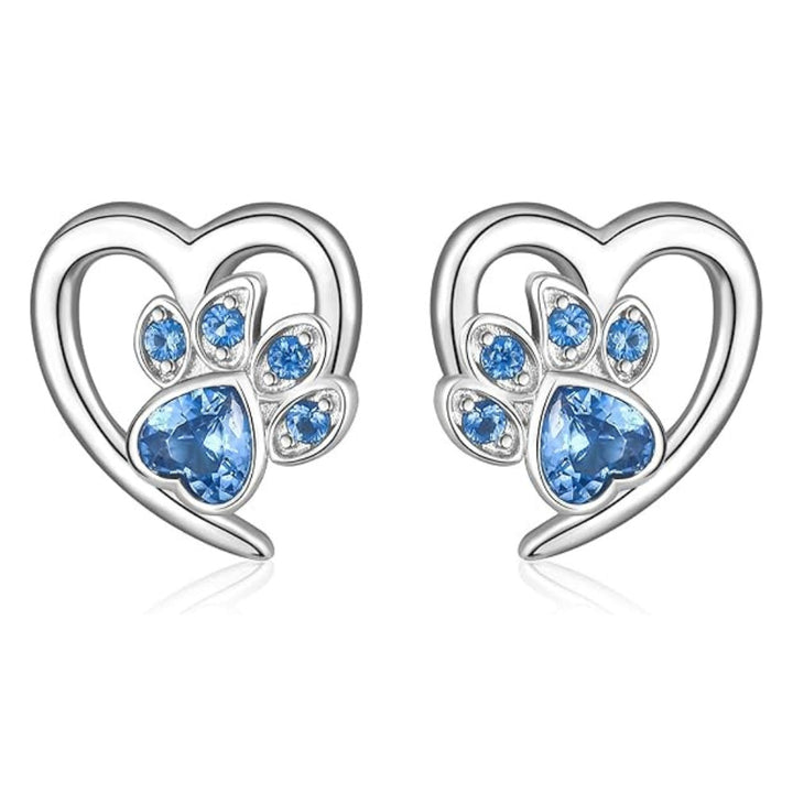 Livia Heart-Shaped Earrings Adorned with Dog Paw Designs