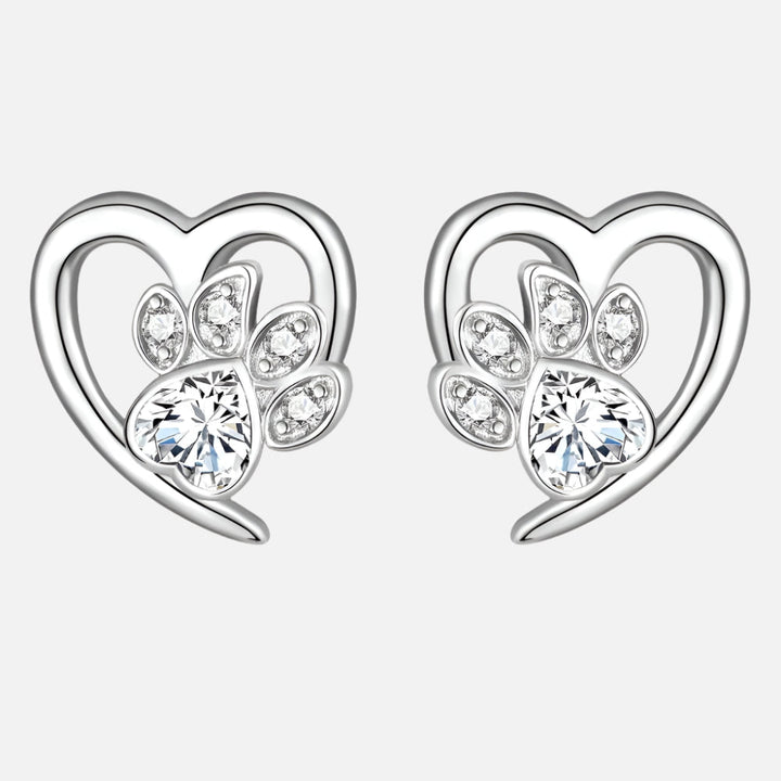 Livia Heart-Shaped Earrings Adorned with Dog Paw Designs