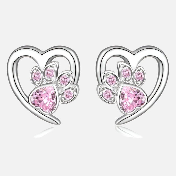 Livia Heart-Shaped Earrings Adorned with Dog Paw Designs