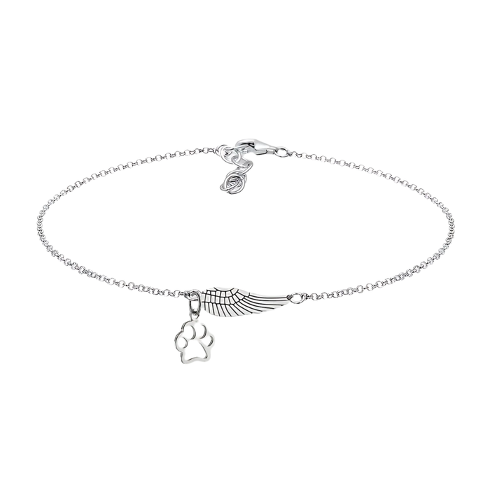 Marike Memorial Silver Bracelet Featuring Angel Wing and Paw Print