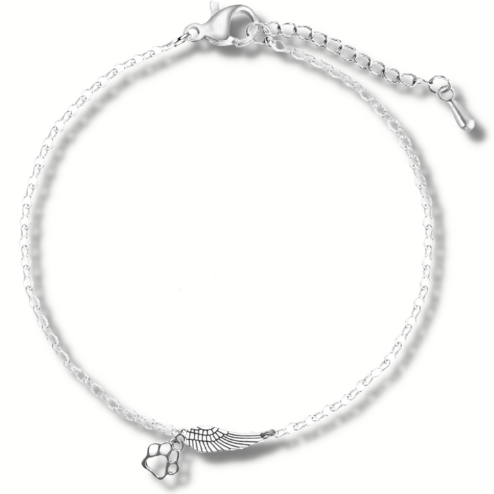 Marike Memorial Silver Bracelet Featuring Angel Wing and Paw Print