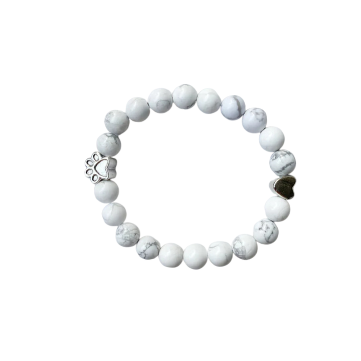 Chic Natural Stone Bracelet Featuring Paw and Heart Charms – ELARA