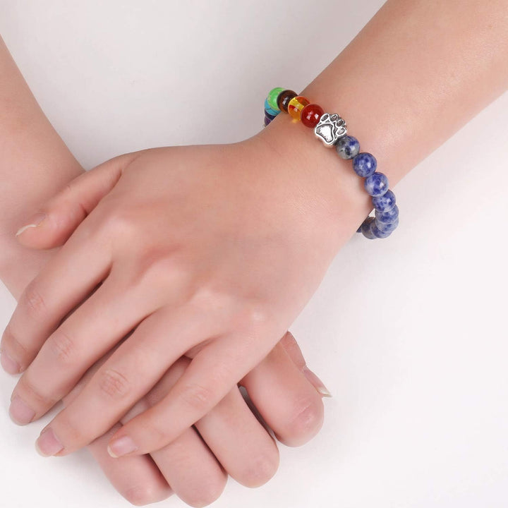 Rainbow Chakra Bracelet with 7 Natural Stone Beads – LUMIN