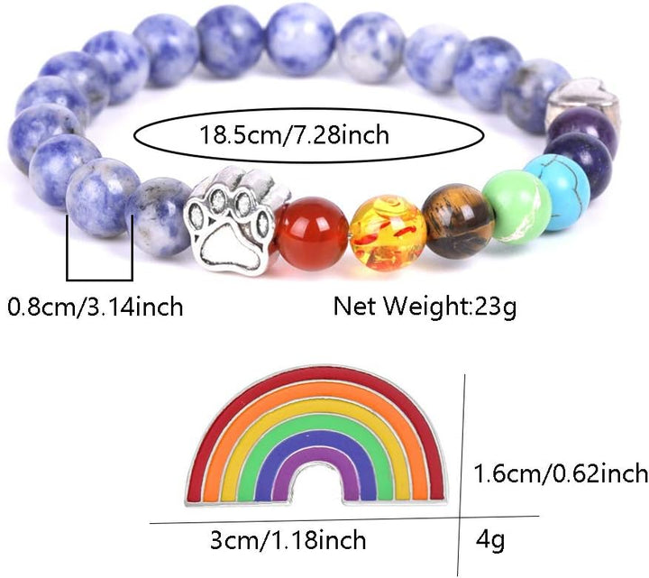Rainbow Chakra Bracelet with 7 Natural Stone Beads – LUMIN