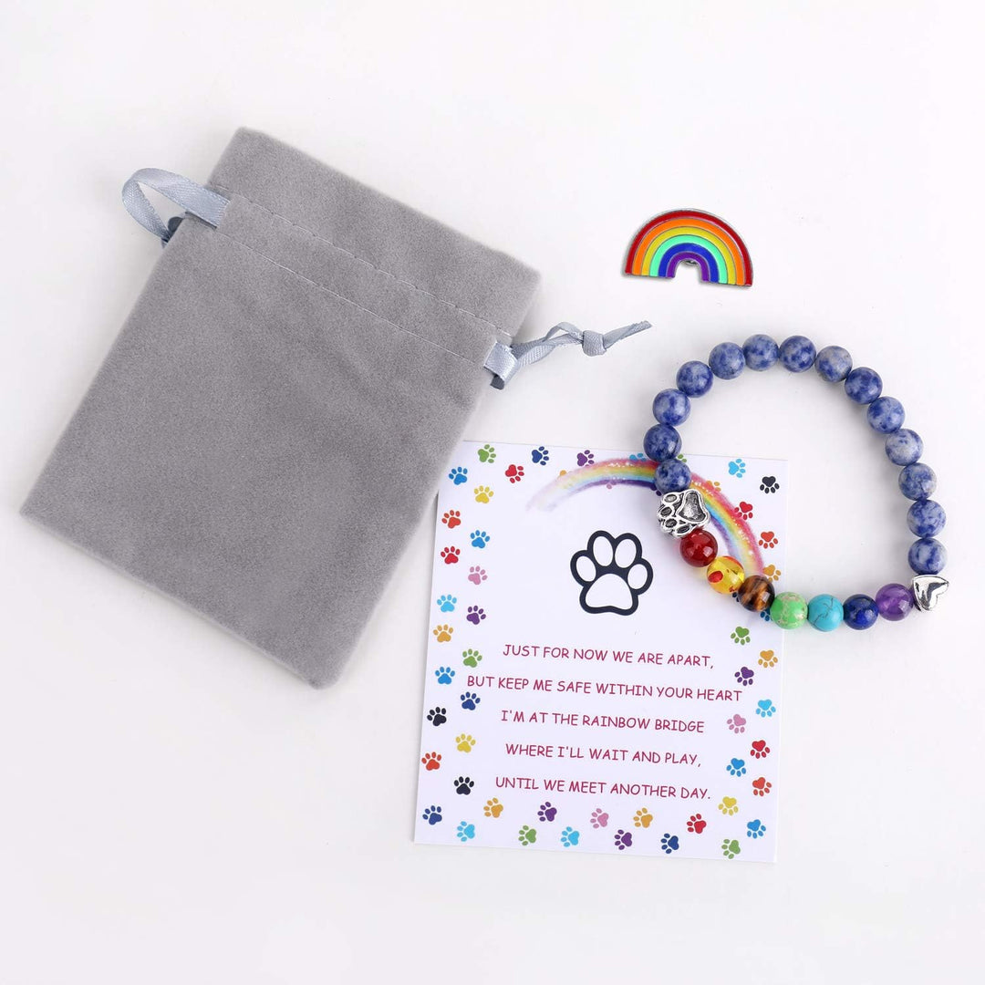Rainbow Chakra Bracelet with 7 Natural Stone Beads – LUMIN
