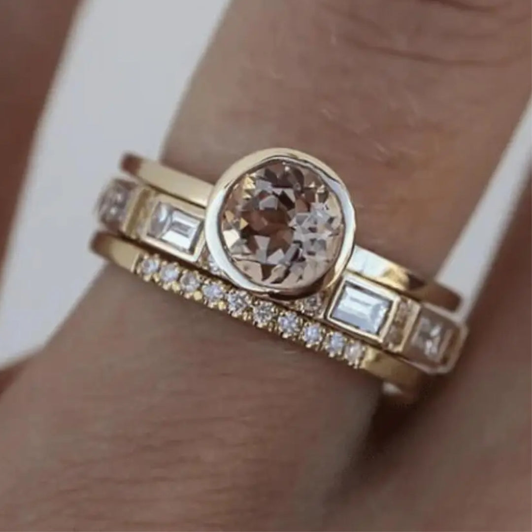 Retro Gold Crystal Ring