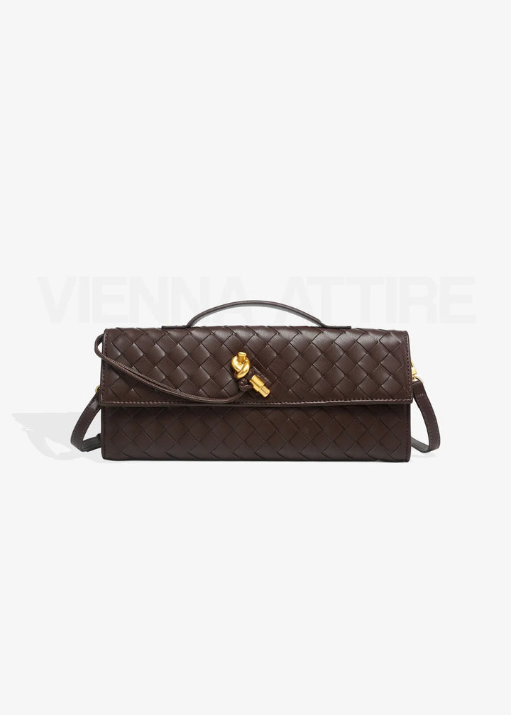 Woven Clutch with Knot Detail and Shoulder Strap