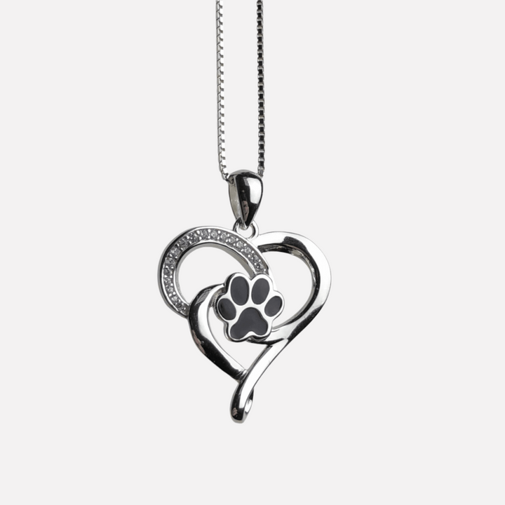 Elin Silver Infinity Necklace with Heart and Paw Design