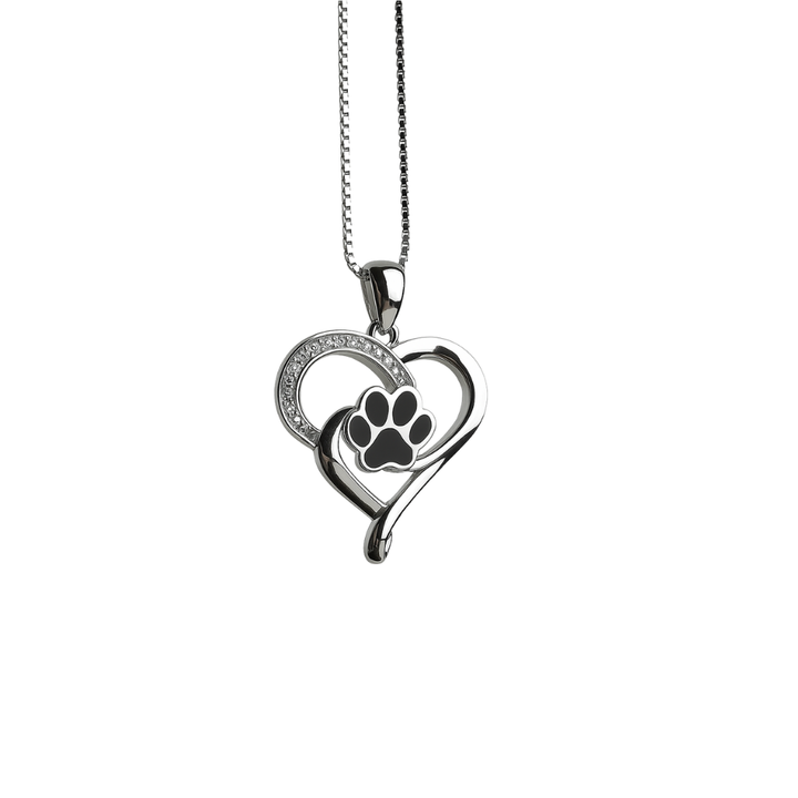 Elin Silver Infinity Necklace with Heart and Paw Design
