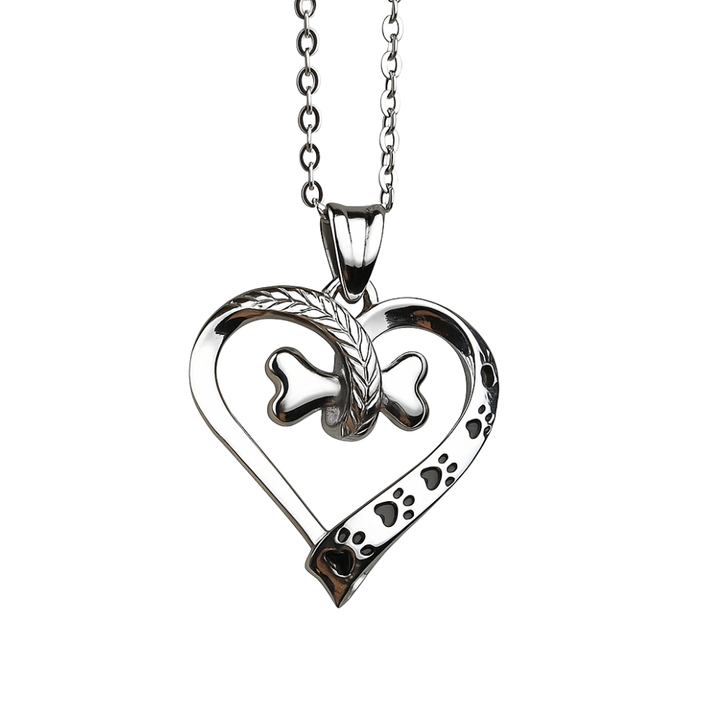 Nala Silver Paw and Heart Necklace