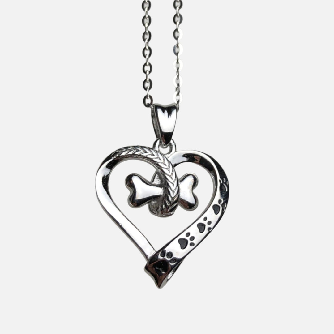 Nala Silver Paw and Heart Necklace