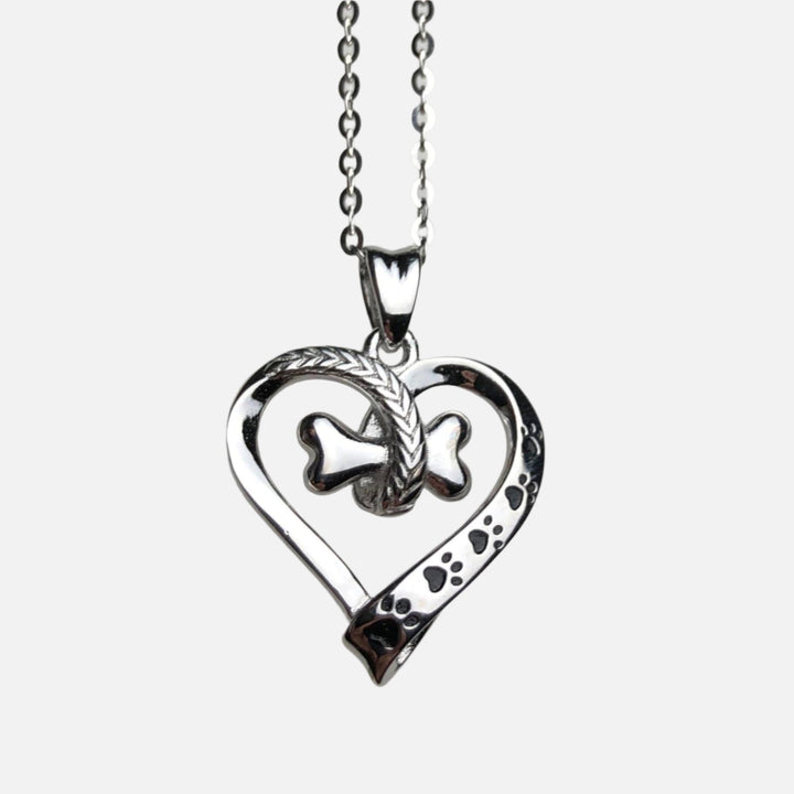 Nala Silver Paw and Heart Necklace