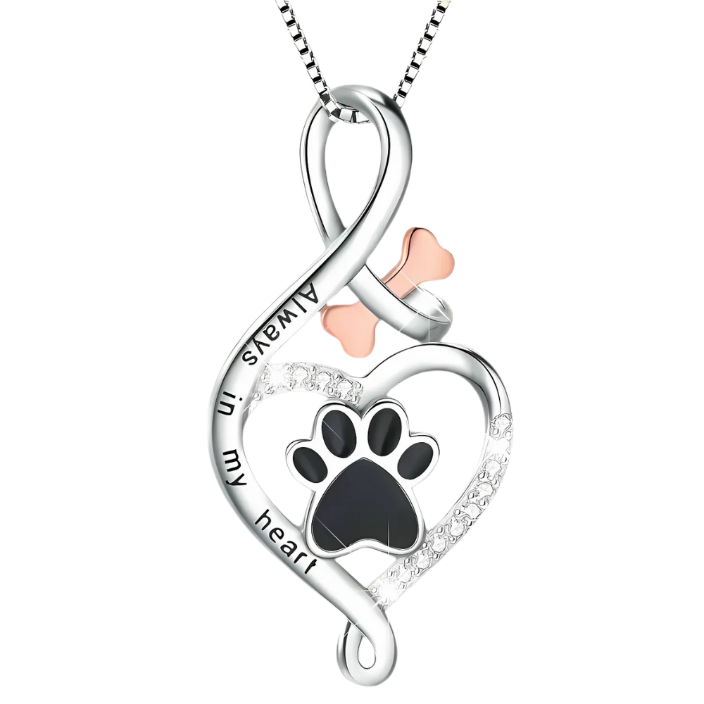 Yumi Infinity Silver Necklace Featuring Dog Paw Design