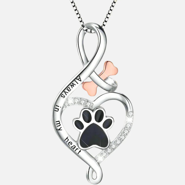 Yumi Infinity Silver Necklace Featuring Dog Paw Design