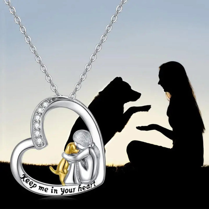 Heart and Dog Design 925 Silver Necklace - Milia