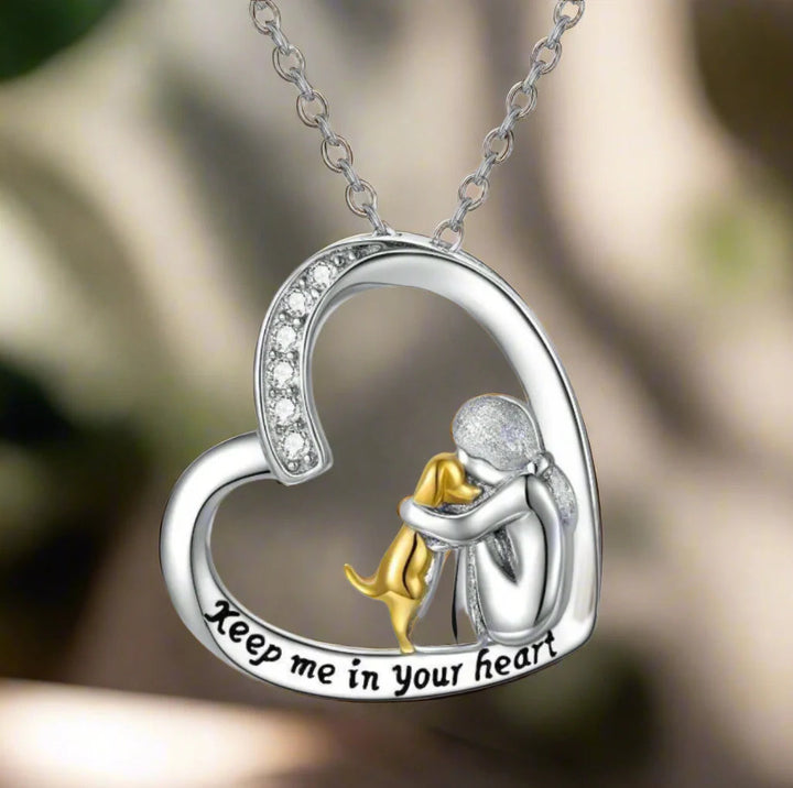 Heart and Dog Design 925 Silver Necklace - Milia