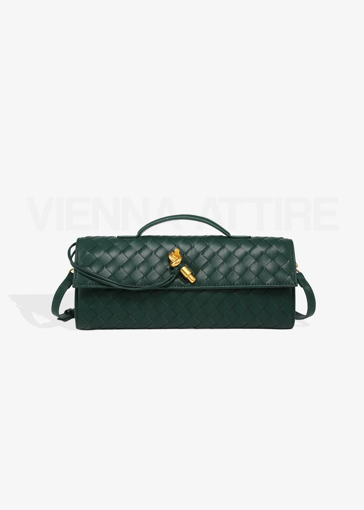 Woven Clutch with Knot Detail and Shoulder Strap