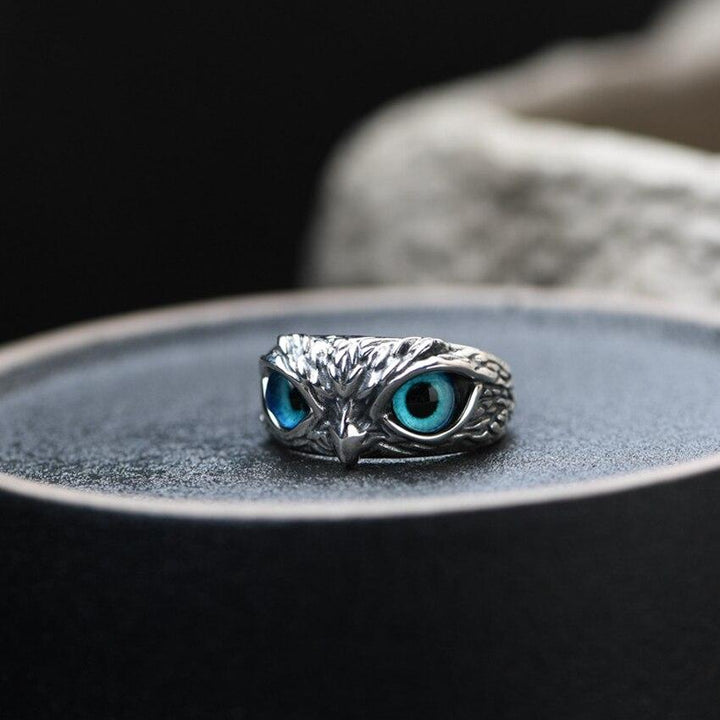 Adjustable Silver Glückseule Ring with Opal