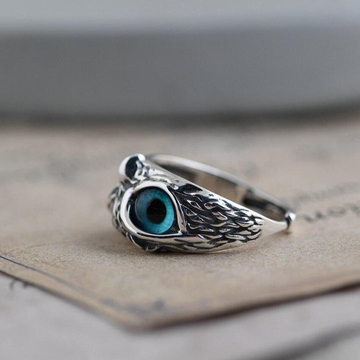 Adjustable Silver Glückseule Ring with Opal