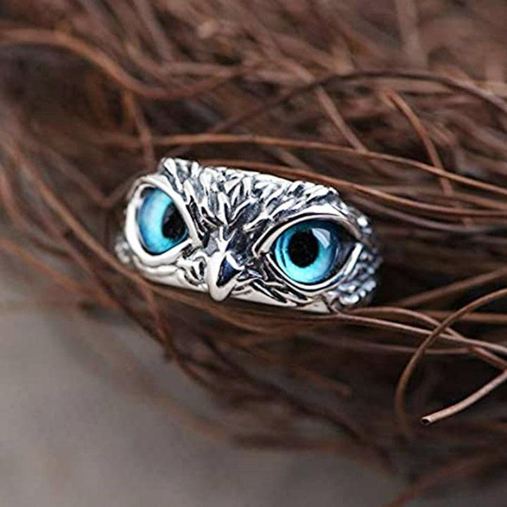 Adjustable Silver Glückseule Ring with Opal
