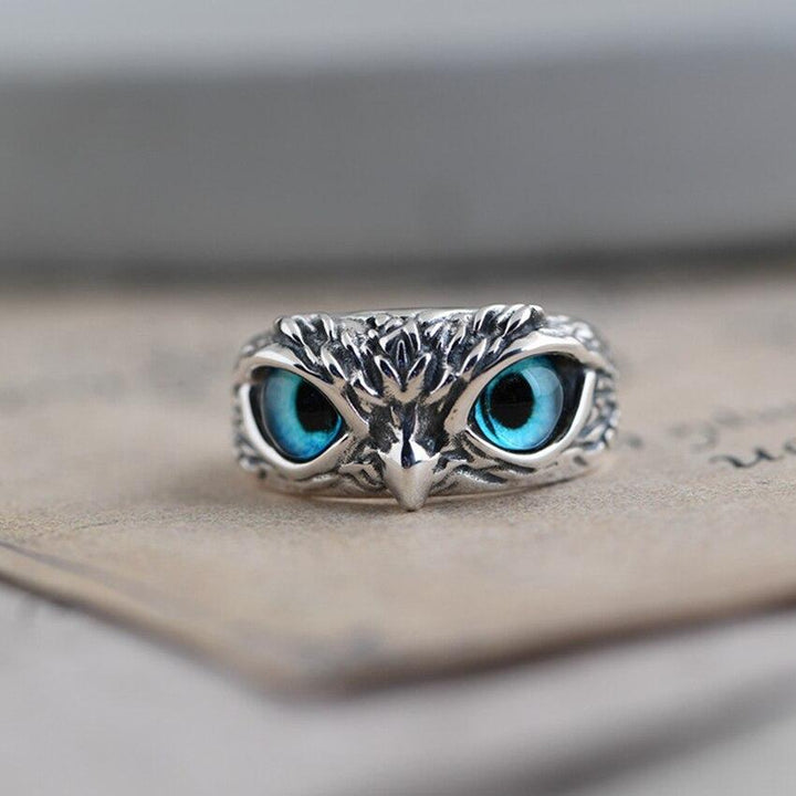 Adjustable Silver Glückseule Ring with Opal