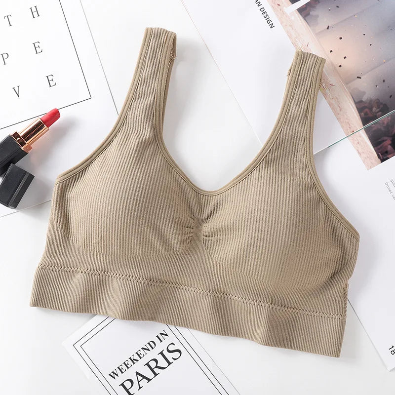 Women's Seamless Push-Up Bra - Comfortable Non-Wire Sports Top with Padded Support - Stylish Lingerie