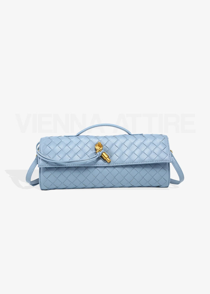 Woven Clutch with Knot Detail and Shoulder Strap