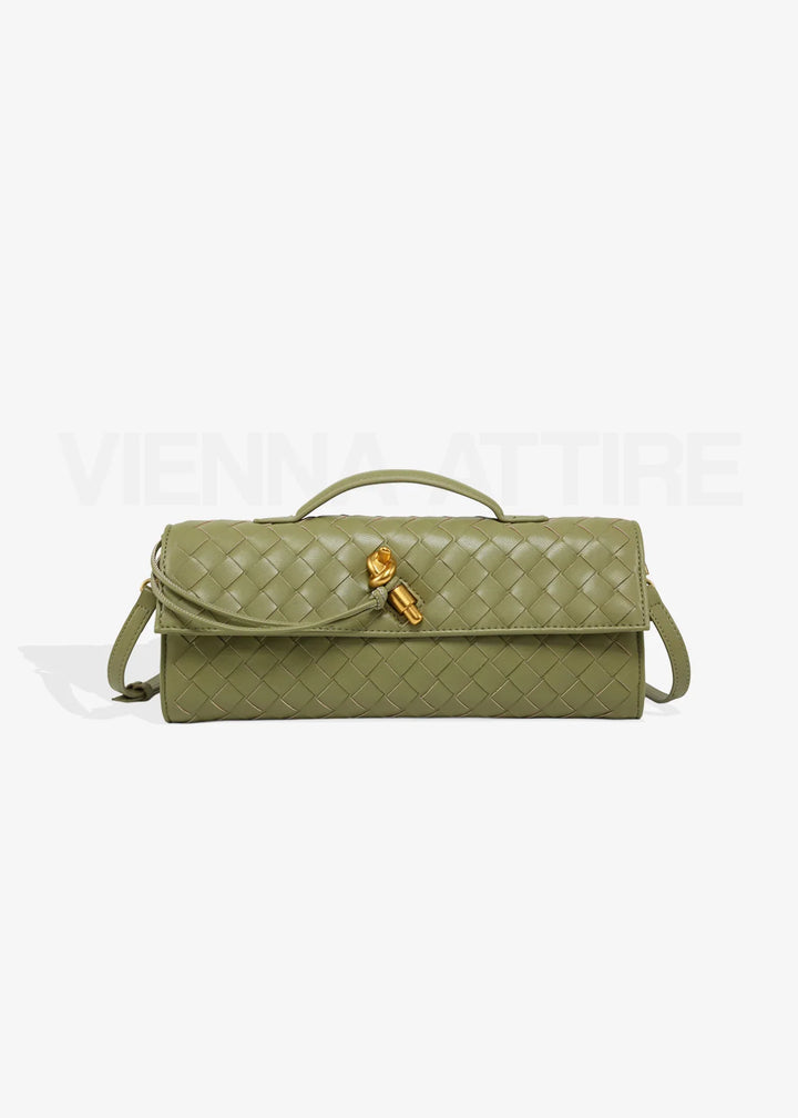 Woven Clutch with Knot Detail and Shoulder Strap