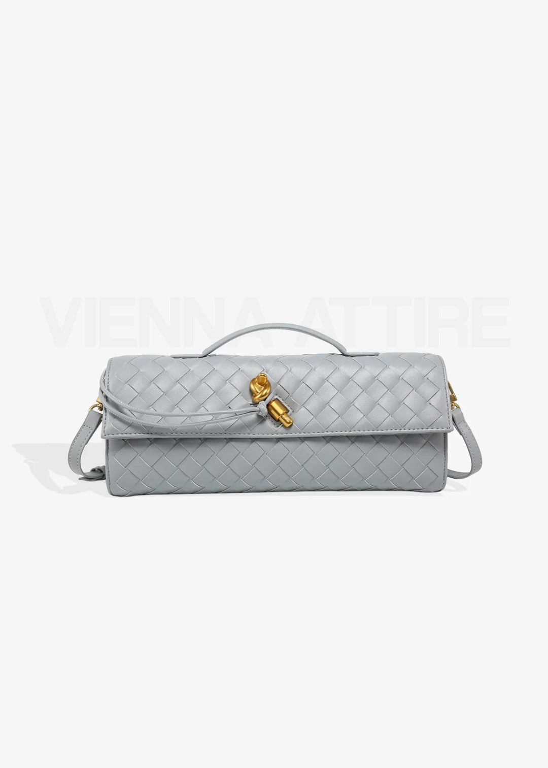 Woven Clutch with Knot Detail and Shoulder Strap
