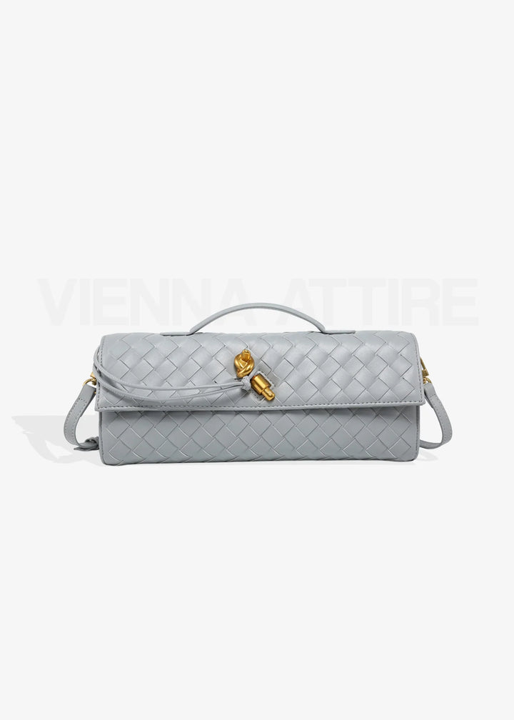 Woven Clutch with Knot Detail and Shoulder Strap