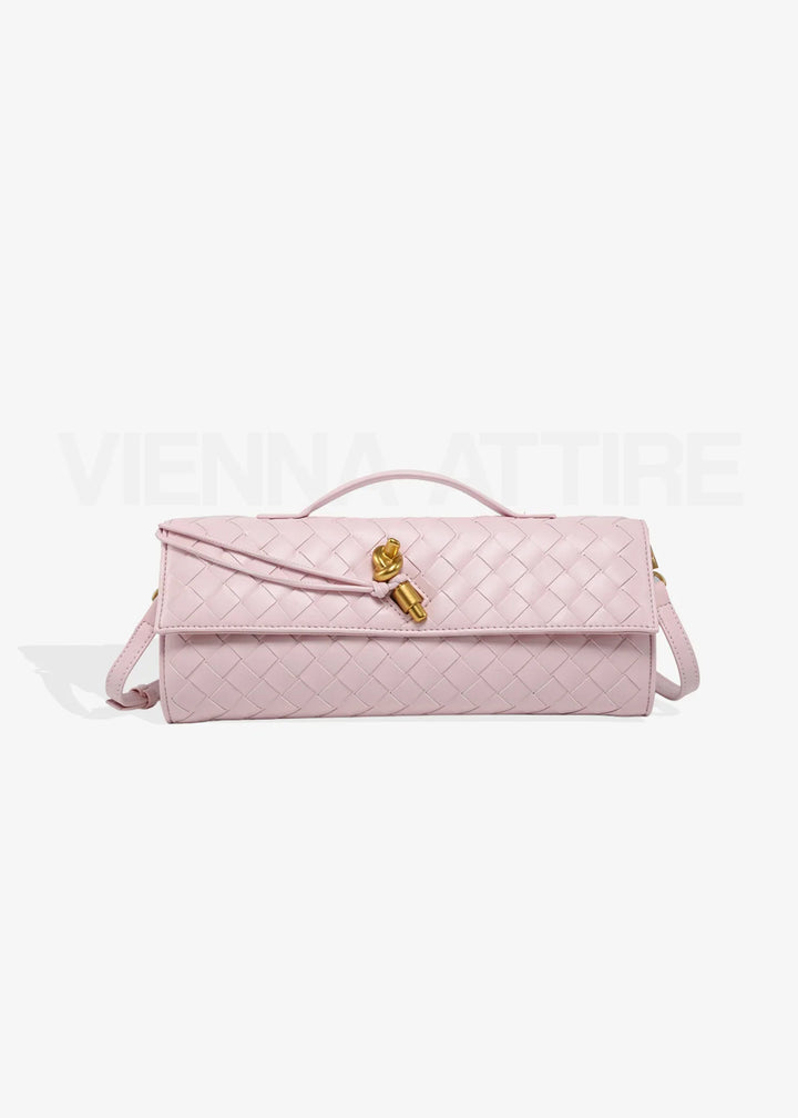 Woven Clutch with Knot Detail and Shoulder Strap
