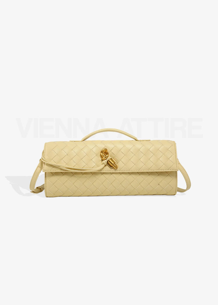 Woven Clutch with Knot Detail and Shoulder Strap