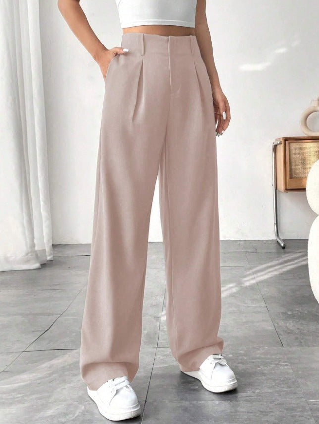 Versatile High-Waisted Wide-Leg Casual Trousers
