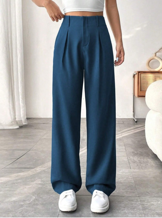 Versatile High-Waisted Wide-Leg Casual Trousers