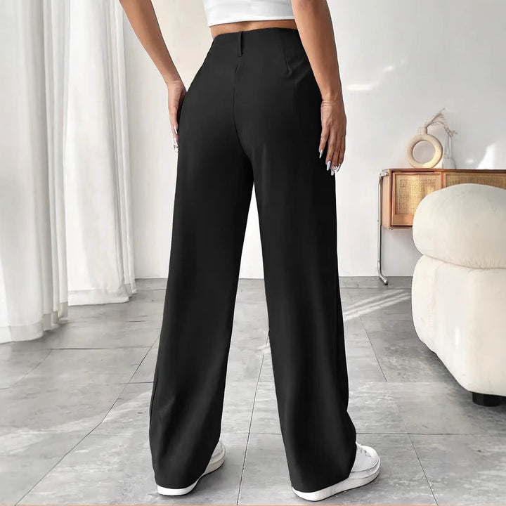 Versatile High-Waisted Wide-Leg Casual Trousers