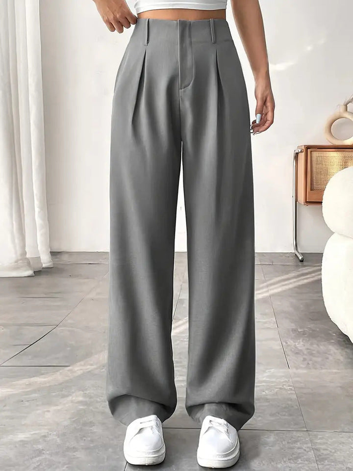 Versatile High-Waisted Wide-Leg Casual Trousers