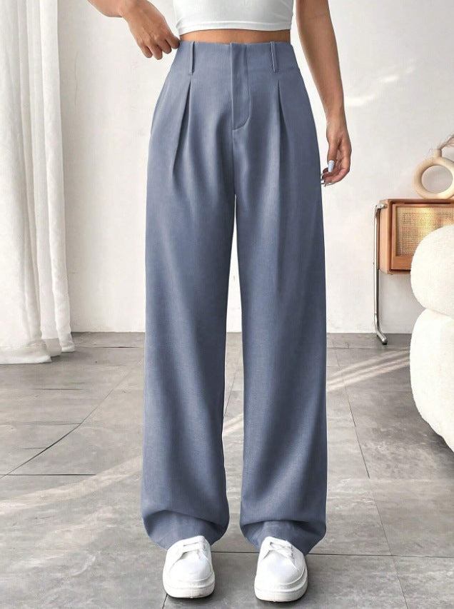 Versatile High-Waisted Wide-Leg Casual Trousers