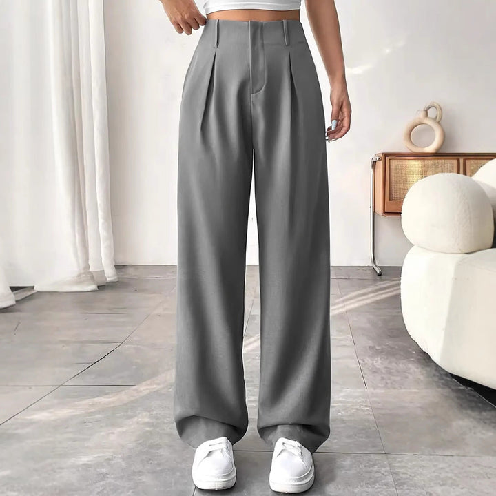 Versatile High-Waisted Wide-Leg Casual Trousers