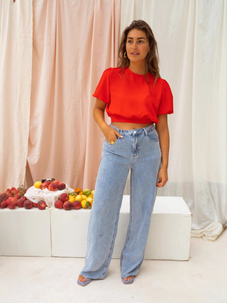 LORENA™ | Cropped Denim Blouse