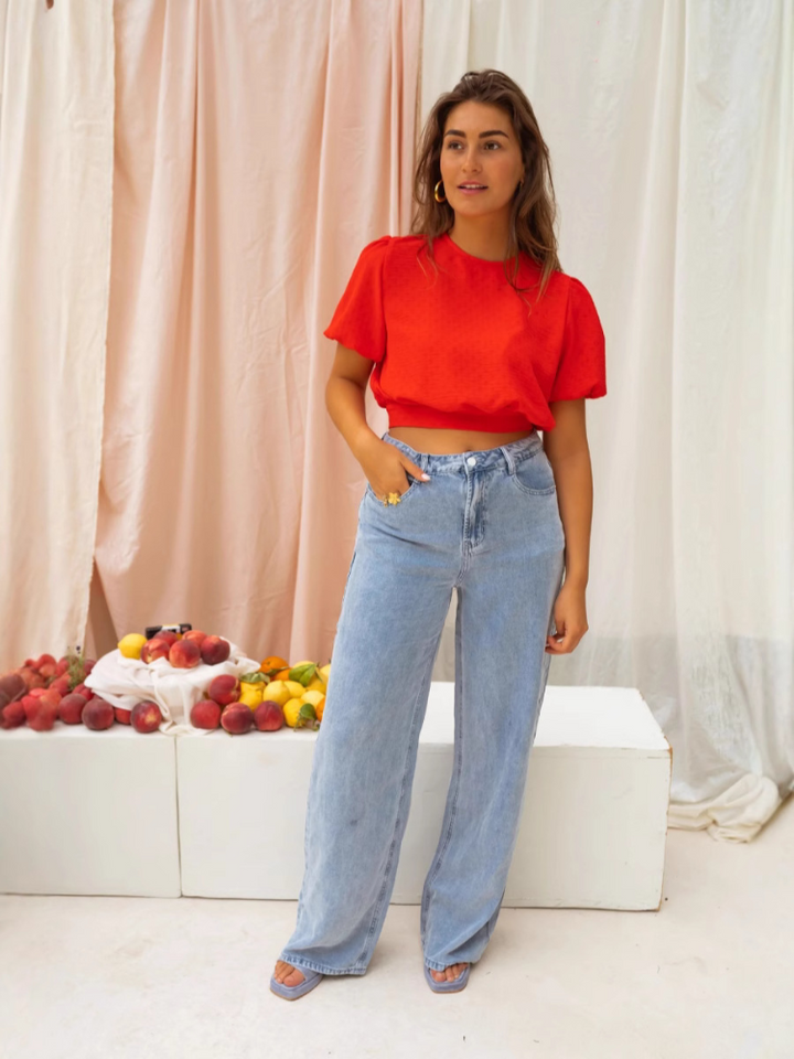 LORENA™ | Cropped Denim Blouse